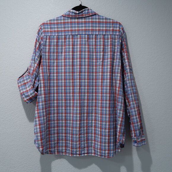 Tommy Hilfiger Womens Plaid 1/2 Button Up Long Sleeve Roll Up 3/4 Sleeve Blouse - Picture 6 of 17